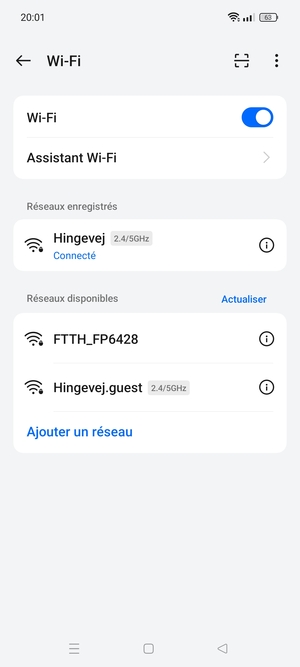 Vous êtes maintenant connecté au réseau Wi-Fi