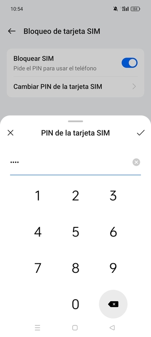 Introduzca su Nuevo PIN de la  tarjeta SIM y seleccione Aceptar