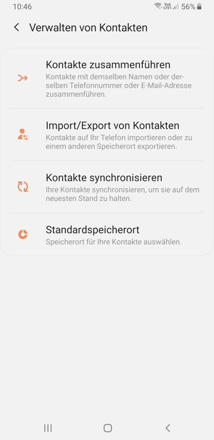 Wählen Sie Import/Export von Kontakten