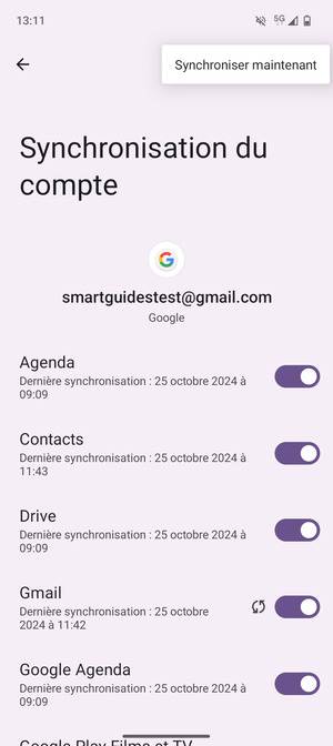 Sélectionnez Synchroniser
maintenant