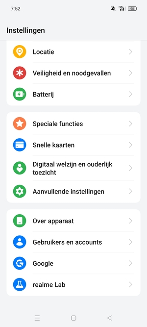 Scroll naar en selecteer Over apparaat