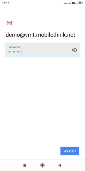 Inserisci la tua password e seleziona AVANTI