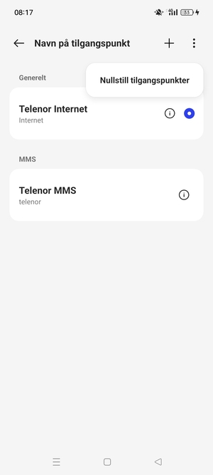 Velg Nullstill tilgangspunkter