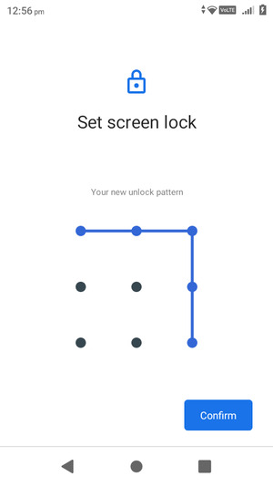 Draw the unlock pattern again and select Confirm