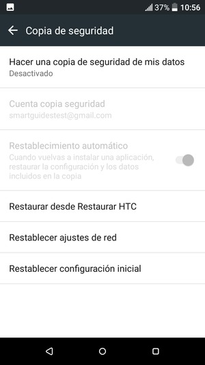 Seleccione Hacer una copia de seguridad de mis datos