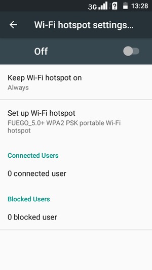 Turn on Wi-Fi hotspot