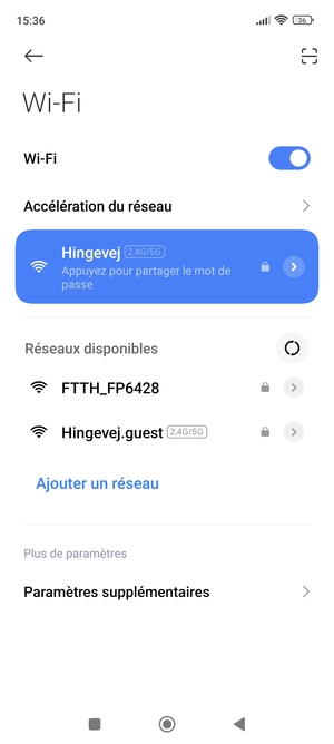 Vous êtes maintenant connecté au réseau Wi-Fi