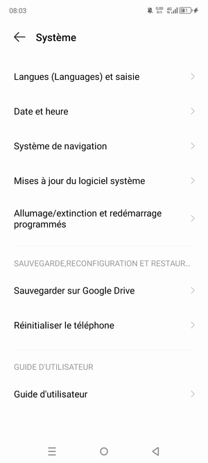 Sélectionnez Mise à jour du logiciel système