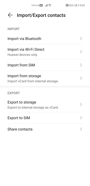 Select Import from SIM