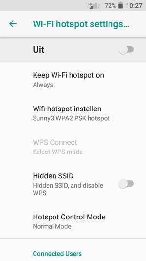 Schakel Wifi-hotspot in
