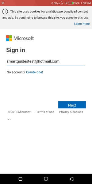 Enter your  Hotmail address and select Next