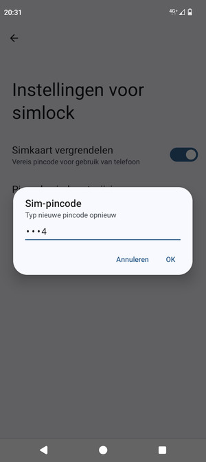 Bevestig uw nieuwe simpincode en selecteer OK