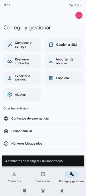 Sus contactos se guardarán en su cuenta de Google y se guardarán en su teléfono la próxima vez que Google sea sincronizado.