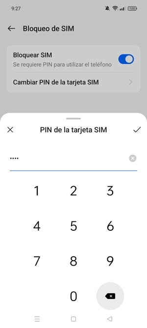 Introduzca PIN actual de la tarjeta SIM y seleccione Aceptar