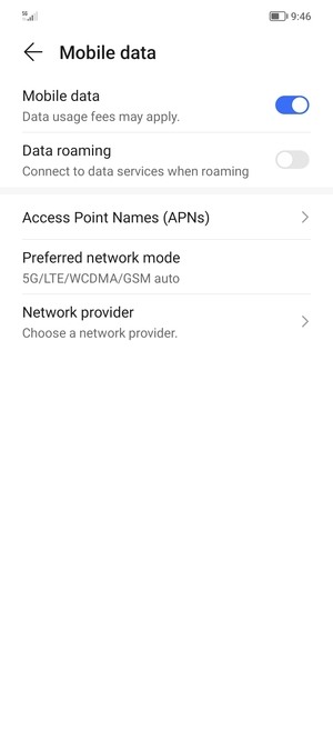 To change network if network problems occur,  select Network provider