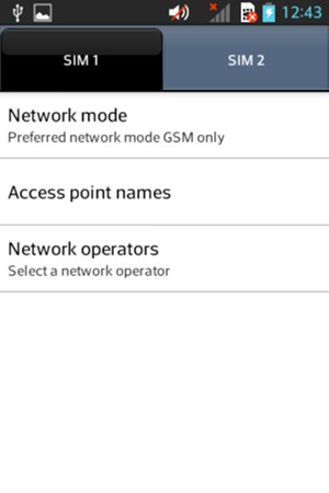 Select the SIM card and select Network mode