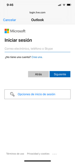 Introduzca su Dirección de correo electrónico y seleccione Siguiente