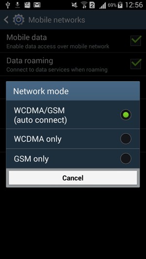 Select GSM only to enable 2G and WCDMA/GSM to enable 3G