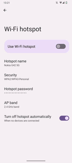 Turn Use Wi-Fi hotspot on