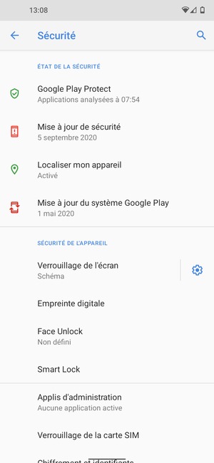 Sélectionnez Verrouillage de la carte SIM