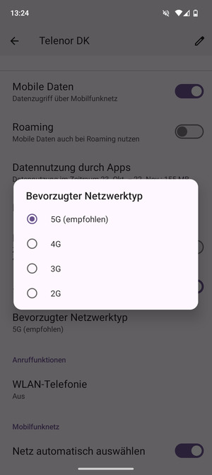 Wählen Sie die gewünschte Option