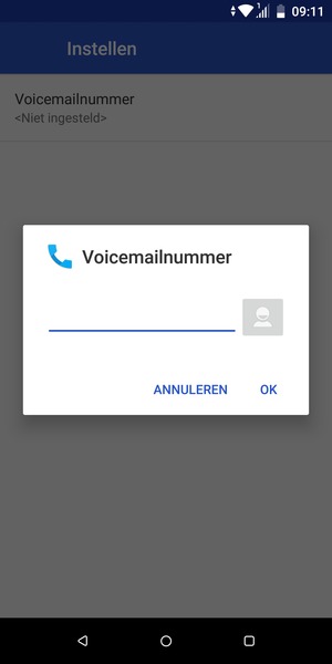 Voer het Voicemailnummer: in en selecteer OK::