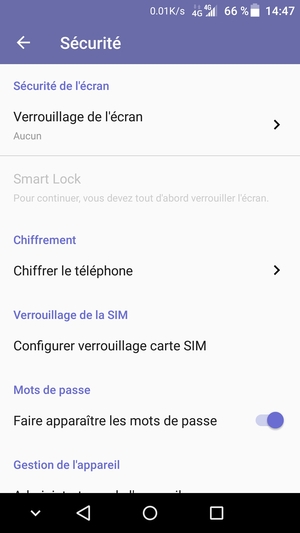 Sélectionnez Configurer verrouillage carte SIM