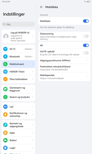 For at skifte netværk, hvis der opstår netværksproblemer, vælg Mobiloperatør