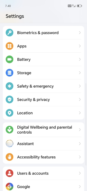 Scroll to and select Security & privacy