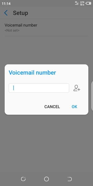 Enter the Voicemail number and select OK