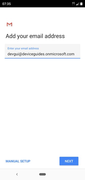 Enter your Email address and  select MANUAL SETUP
