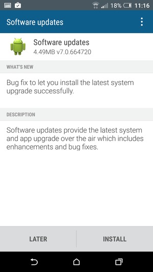 If your phone is not up to date, select INSTALL