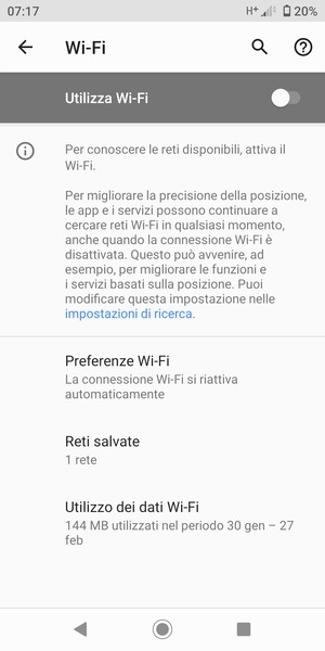 Attiva Utilizza Wi-Fi