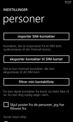 Vælg importér SIM-kontakter