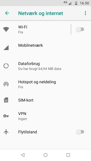 Vælg Hotspot og netdeling