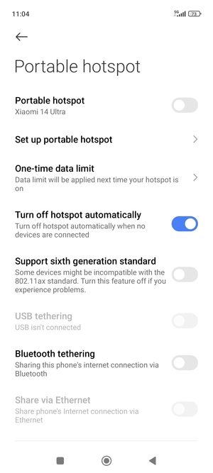 Select Set up portable hotspot