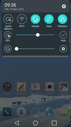 Select Vibrate to change to Do not disturb mode