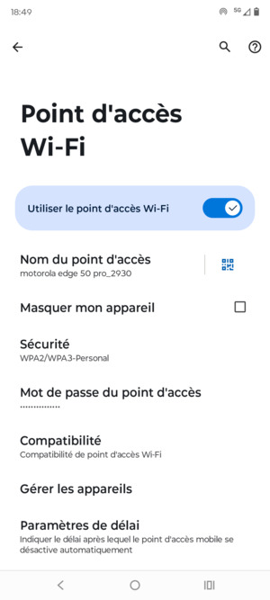 Votre téléphone est maintenant configuré pour être utilisé comme modem