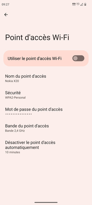 Sélectionnez Mot de passe du point d'accès