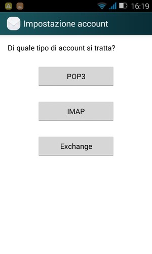 Seleziona POP3 o IMAP