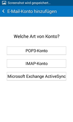 Wählen Sie POP3-Konto oder IMAP-Konto