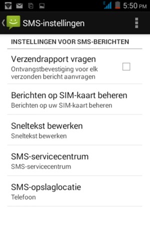 Selecteer SMS-servicecentrum