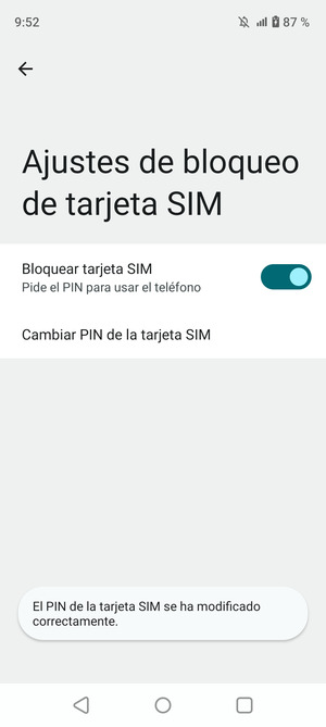 Su PIN de la tarjeta SIM ha sido cambiado