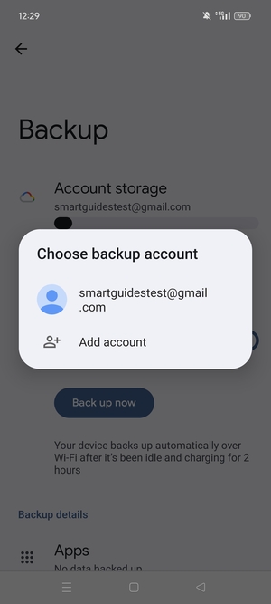 Select your backup account