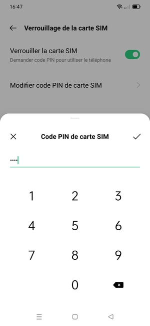 Saisissez votre Nouveau code PIN de cette carte SIM et sélectionnez OK