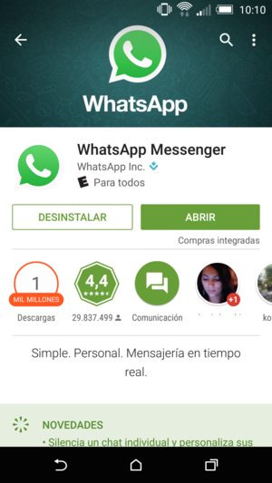 vino álbum Aclarar Crear una cuenta de WhatsApp - LG F70 D315 - Android 4.4 - Guías Smart