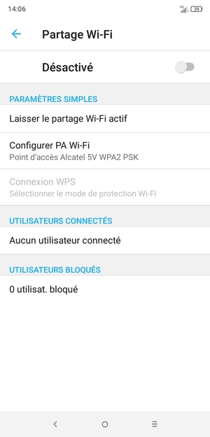 Sélectionnez Configurer PA Wi-Fi