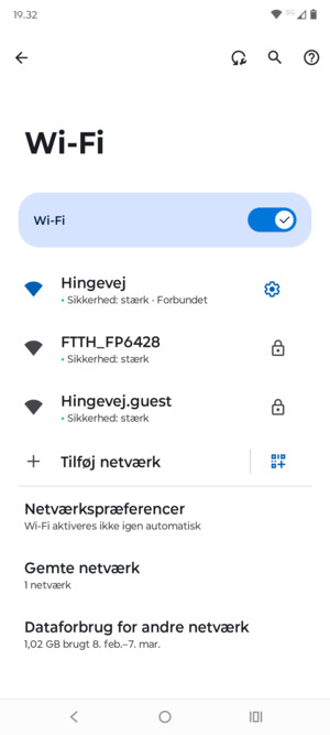 Du er nu tilsluttet Wi-Fi netværket