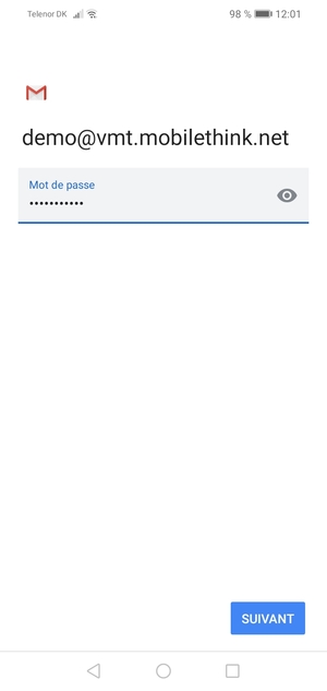 Saisissez votre mot de passe et sélectionnez SUIVANT