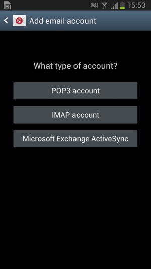 Select POP3 or IMAP account
